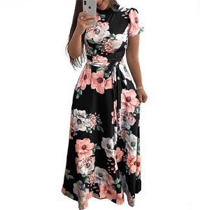 Women Summer Dress 2019 Casual Short Sleeve Long Dress