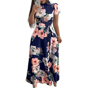Women Summer Dress 2019 Casual Short Sleeve Long Dress