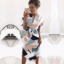 Charger l&#39;image dans la galerie, 2019 Hot Sale Women Midi Party Dresses Geometric Print Summer Boho Beach Dress