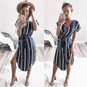 2019 Hot Sale Women Midi Party Dresses Geometric Print Summer Boho Beach Dress