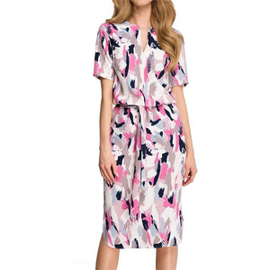 2019 Hot Sale Women Midi Party Dresses Geometric Print Summer Boho Beach Dress