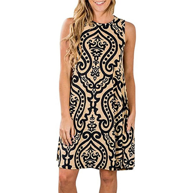 Elegant Summer Floral Dress Women Party Dresses Fashion Sleeveless Vestido Robe Femme