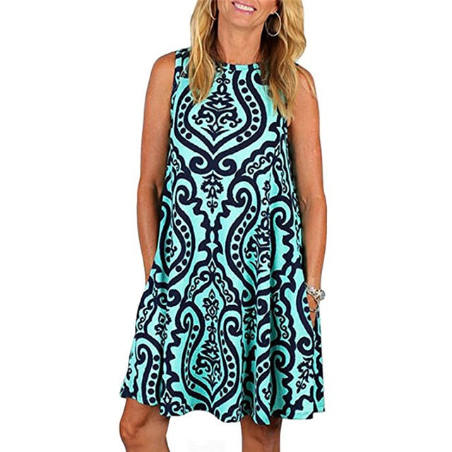 Elegant Summer Floral Dress Women Party Dresses Fashion Sleeveless Vestido Robe Femme