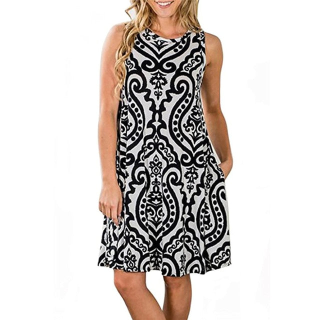 Elegant Summer Floral Dress Women Party Dresses Fashion Sleeveless Vestido Robe Femme