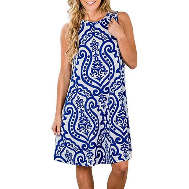 Elegant Summer Floral Dress Women Party Dresses Fashion Sleeveless Vestido Robe Femme