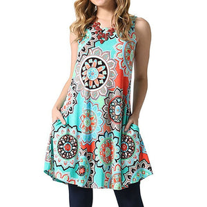 Elegant Summer Floral Dress Women Party Dresses Fashion Sleeveless Vestido Robe Femme