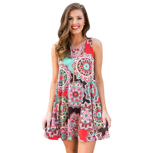 Elegant Summer Floral Dress Women Party Dresses Fashion Sleeveless Vestido Robe Femme