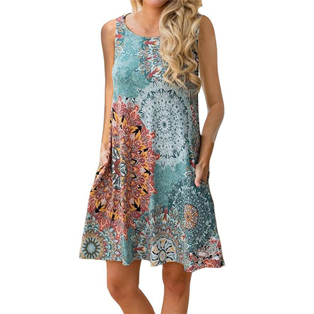 Elegant Summer Floral Dress Women Party Dresses Fashion Sleeveless Vestido Robe Femme