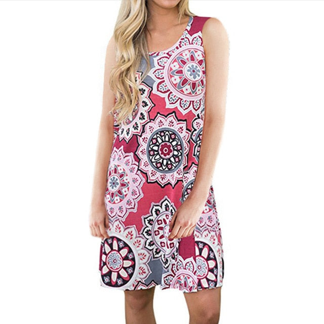 Elegant Summer Floral Dress Women Party Dresses Fashion Sleeveless Vestido Robe Femme