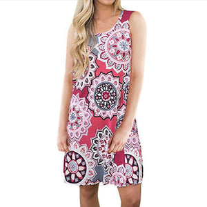 Elegant Summer Floral Dress Women Party Dresses Fashion Sleeveless Vestido Robe Femme