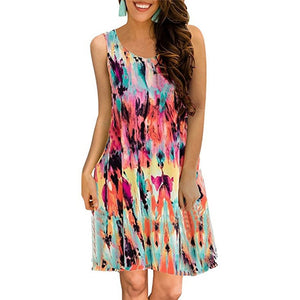 Elegant Summer Floral Dress Women Party Dresses Fashion Sleeveless Vestido Robe Femme