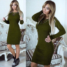 Charger l&#39;image dans la galerie, 2019 Autumn Knitted Dress Women Long Sweater Dress Female Sweaters