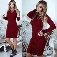 Charger l&#39;image dans la galerie, 2019 Autumn Knitted Dress Women Long Sweater Dress Female Sweaters