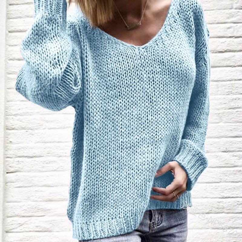 Litthing 2019 V Neck Women Sweaters And Pullovers Knitted Autumn Winter Clothing