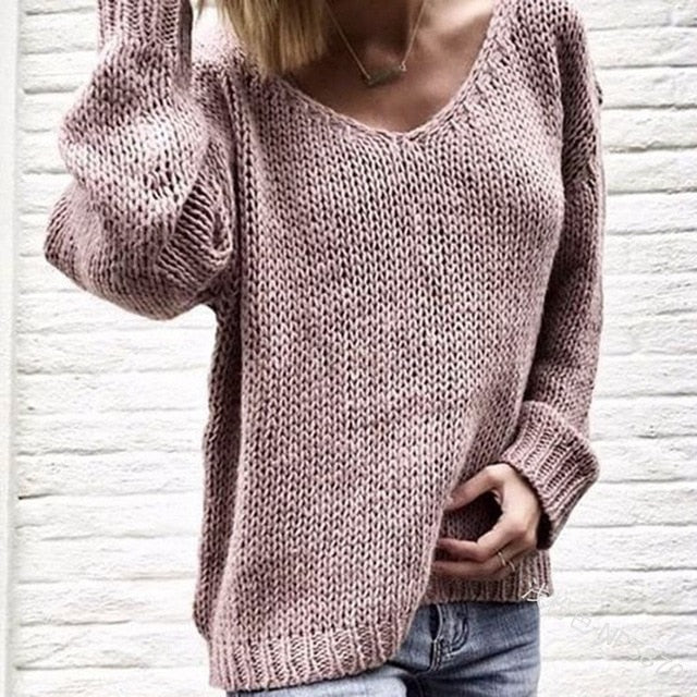 Litthing 2019 V Neck Women Sweaters And Pullovers Knitted Autumn Winter Clothing