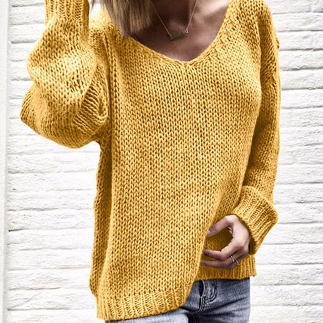 Litthing 2019 V Neck Women Sweaters And Pullovers Knitted Autumn Winter Clothing