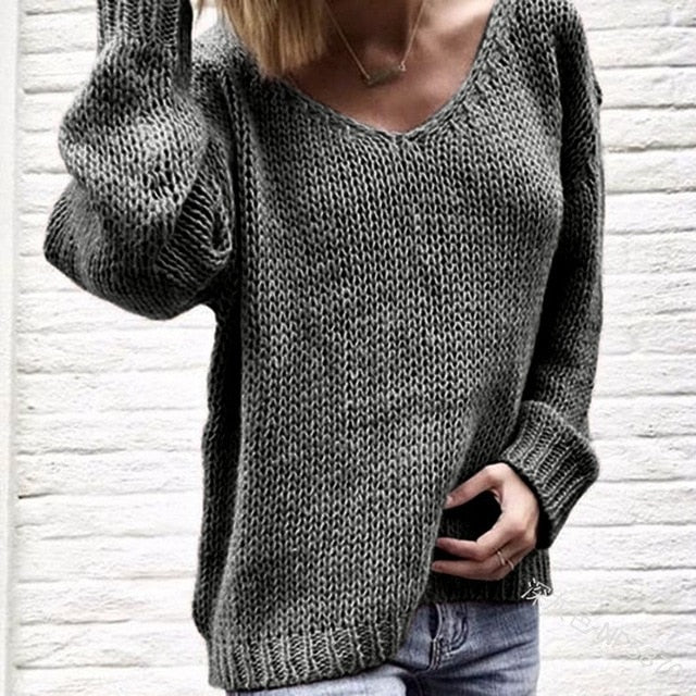 Litthing 2019 V Neck Women Sweaters And Pullovers Knitted Autumn Winter Clothing
