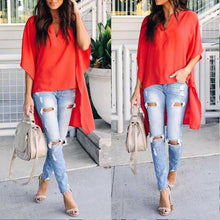 Charger l&#39;image dans la galerie, New Fashion Women Chic Elegant Sexy Soft Irregular V-Neck Blouses Half sleeve Plus  Pullover Shirts