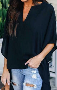 New Fashion Women Chic Elegant Sexy Soft Irregular V-Neck Blouses Half sleeve Plus  Pullover Shirts